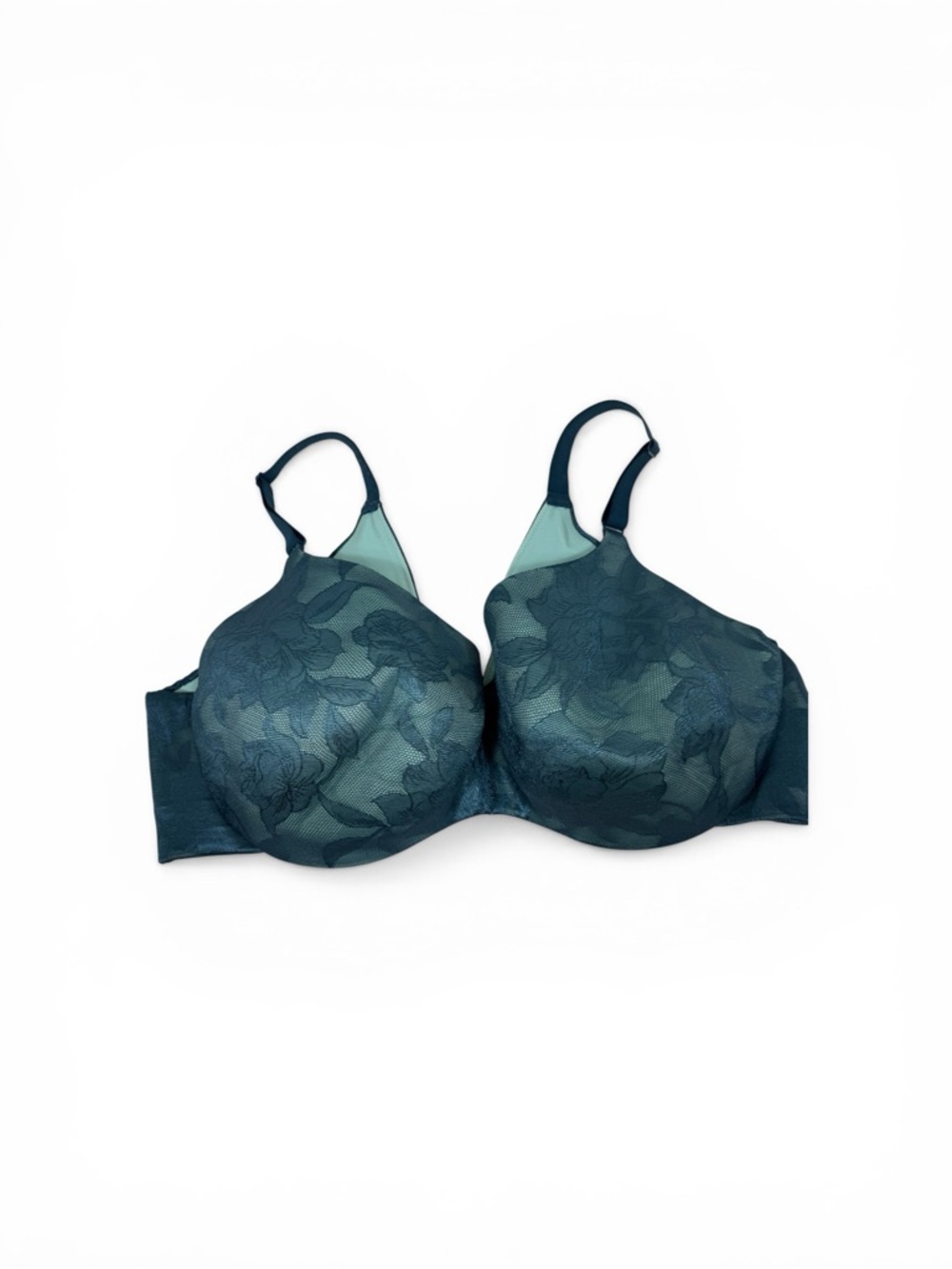 Cacique lightly lined balconette in Teal Floral Lace size 46DD